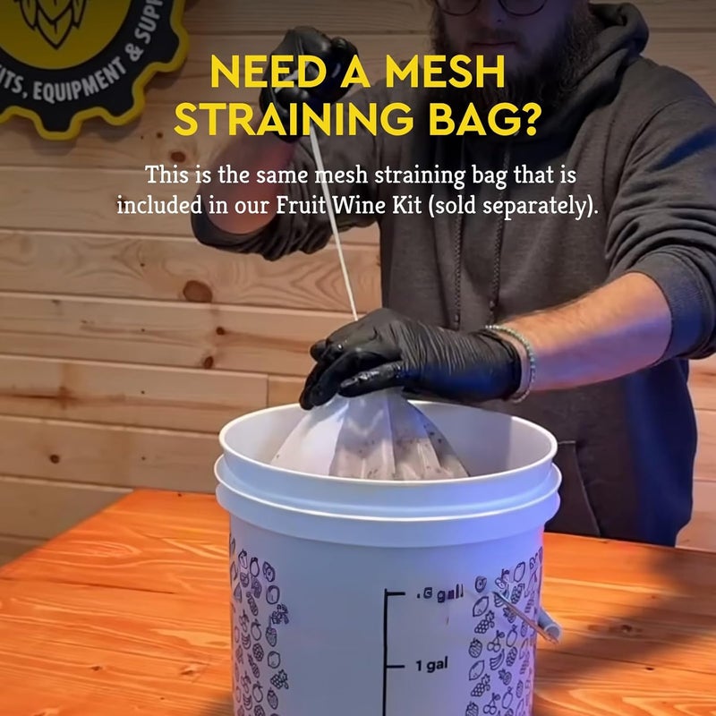 Craft A Brew - Mesh Straining Bag - For Wine Making, Beers & Meads - Nylon Steeping Bags - For Steeping Grains Or Fermenting Whole Fruit - Fits Up to 4-5 lb of Fruit - 15” x 15” - 1 Count - Image 2